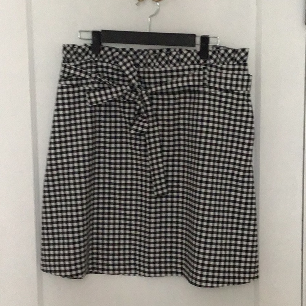 Cynthia Rowley Black and White Gingham Tie-Waist Skirt